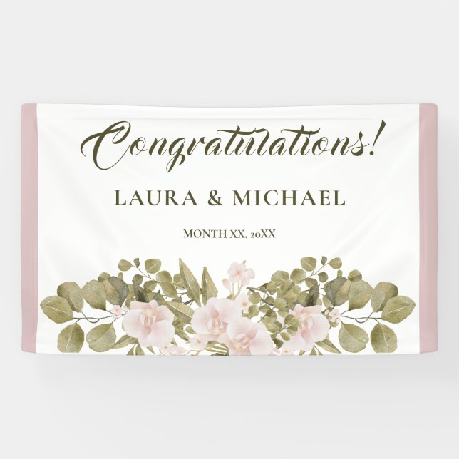 Elegant BOHO Style Pink Wedding  Banner (Horizontal)