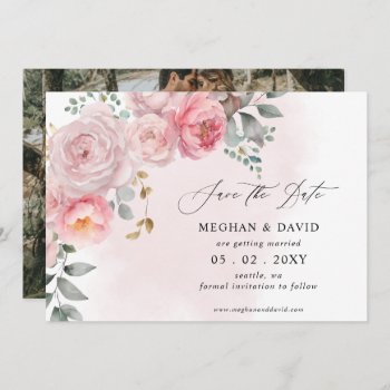 Elegant Boho Summer Spring Blush Floral Photo Save The Date by blessedwedding at Zazzle