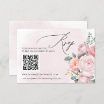 Elegant Boho Summer Spring Blush Floral QR CODE RSVP Card