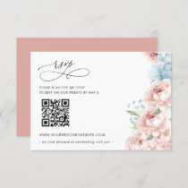 Elegant Boho Summer Spring Blush Floral QR CODE RSVP Card