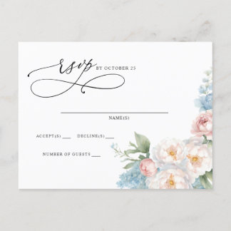 Elegant Boho Summer Spring Blush Floral RSVP Postcard