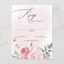 Elegant Boho Summer Spring Blush Floral RSVP Postcard