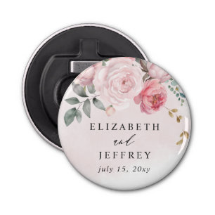 Elegant Boho Summer Spring Blush Floral Wedding Bottle Opener