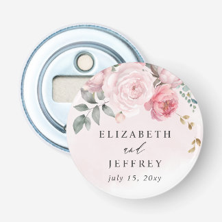 Elegant Boho Summer Spring Blush Floral Wedding Bottle Opener