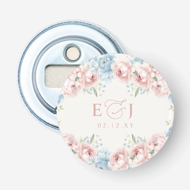 Elegant Boho Summer Spring Blush Floral Wedding Bottle Opener (Front)