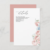 Elegant Boho Summer Spring Blush Floral Wedding Enclosure Card