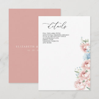 Elegant Boho Summer Spring Blush Floral Wedding Enclosure Card