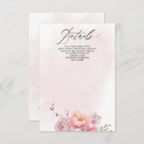 Elegant Boho Summer Spring Blush Floral Wedding Enclosure Card