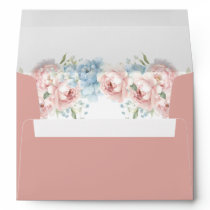 Elegant Boho Summer Spring Blush Floral Wedding Envelope