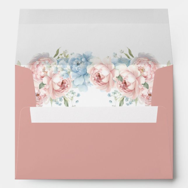 Elegant Boho Summer Spring Blush Floral Wedding Envelope (Back (Bottom))