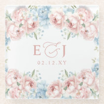 Elegant Boho Summer Spring Blush Floral Wedding Glass Coaster
