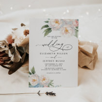 Elegant Boho Summer Spring Blush Floral Wedding Invitation