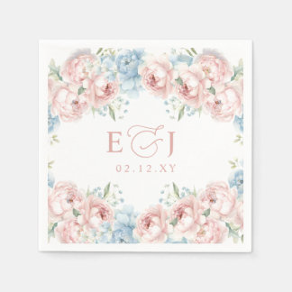 Elegant Boho Summer Spring Blush Floral Wedding Napkins