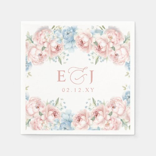 Elegant Boho Summer Spring Blush Floral Wedding Napkins