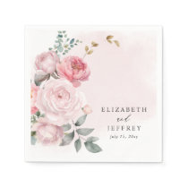 Elegant Boho Summer Spring Blush Floral Wedding Napkins