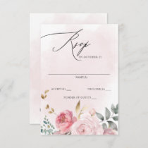 Elegant Boho Summer Spring Blush Floral Wedding  RSVP Card