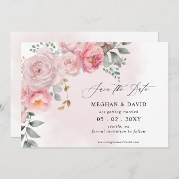 Elegant Boho Summer Spring Blush Floral Wedding Save The Date by blessedwedding at Zazzle