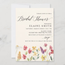 Elegant Boho Summer Wildflowers Bridal Shower Invitation