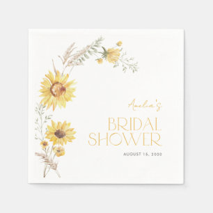 Elegant Boho Sunflower Botanical Bridal Shower Napkins