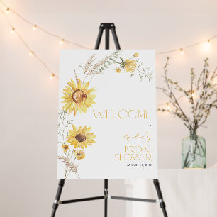Elegant Boho Sunflower Bridal Shower Welcome Foam Board