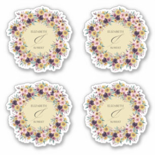 Elegant Boho Sunflower Rustic Floral Fall Wedding Sticker