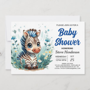Elegant Boho Surprise Zebra Boy Baby Shower Invitation