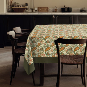 Elegant Boho Tablecloth with Paisley Swirl Design