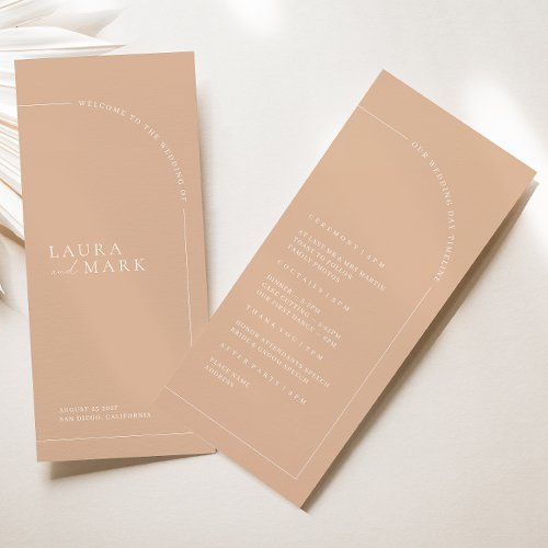 Elegant Boho Tan Minimal Wedding Ceremony Program