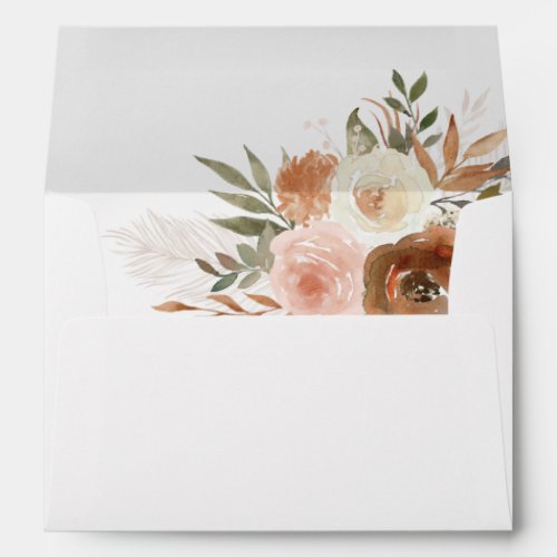 Elegant Boho Terracotta Floral Addressed Wedding Envelope
