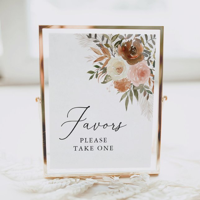 Elegant Boho Terracotta Floral Favors Sign (Creator Uploaded)