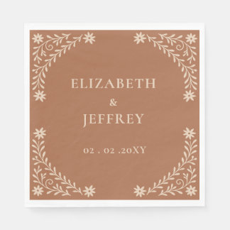 Elegant Boho Terracotta Floral Wedding  Napkins