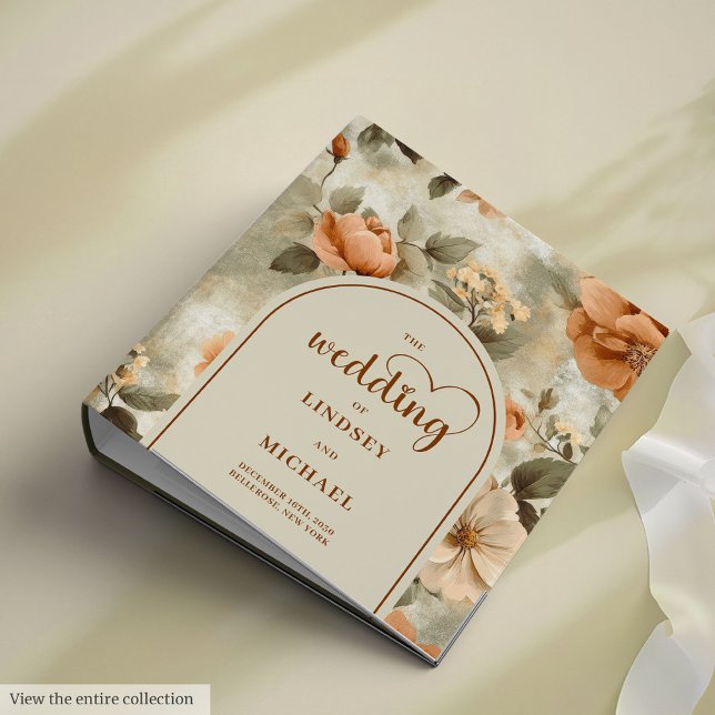 Elegant Boho Terracotta Ivory Sage Floral Memory  3 Ring Binder (Elegant Boho Terracotta Ivory Sage Floral Memory Album

)