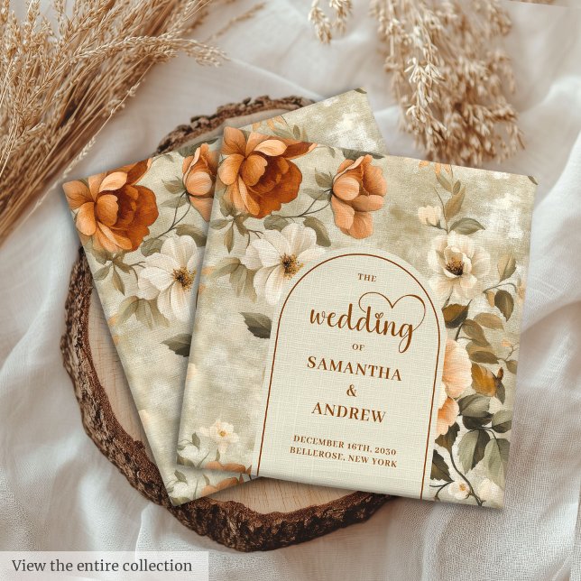 Elegant Boho Terracotta Ivory Sage Floral Wedding Cloth Napkin (Elegant Terracotta Ivory Sage Floral Wedding Napkins

)