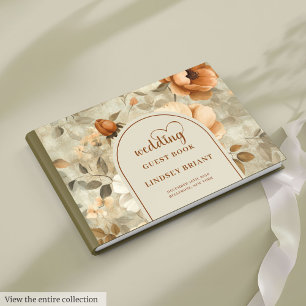 Elegant Boho Terracotta Ivory Sage Floral Wedding Guest Book
