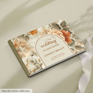 Elegant Boho Terracotta Ivory Sage Floral Wedding Guest Book