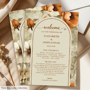 Elegant Boho Terracotta Ivory Sage Floral Wedding Program