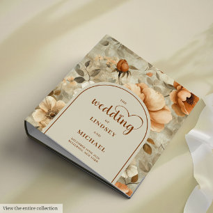 Elegant Boho Terracotta Sage Floral 3 Ring Binder