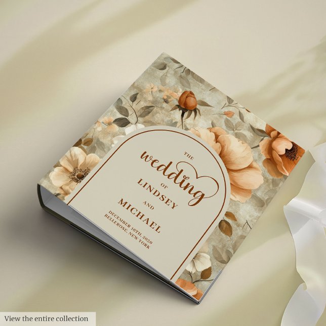 Elegant Boho Terracotta Sage Floral 3 Ring Binder (Elegant Boho Terracotta Sage Floral Ring Binder)