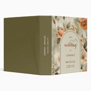 Elegant Boho Terracotta Sage Floral Ring Binder