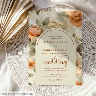 Elegant Boho Terracotta Sage Floral Wedding Invite