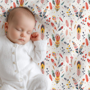Elegant boho terracotta yellow pastel green baby blanket