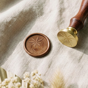 Elegant Boho Tropical Palm Tree Monogram Wax Seal Stamp