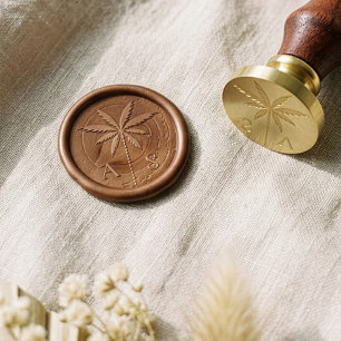 Elegant Boho Tropical Palm Tree Monogram Wax Seal Stamp