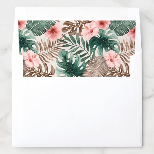 Elegant Boho Tropical Watercolor Floral Pattern Envelope Liner