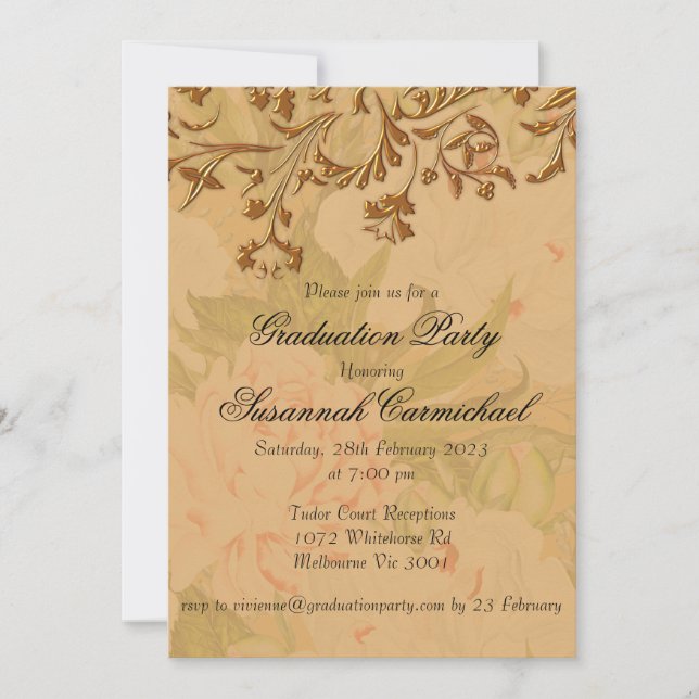 Elegant Boho Vintage Graduation Party Invitation (Front)