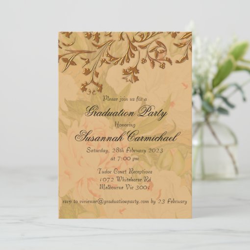 Elegant Boho Vintage Graduation Party Invitation | Zazzle