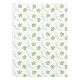 Elegant Boho Vintage Green Floral Pattern Spring Tablecloth