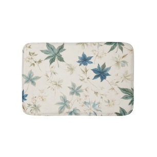 Elegant Boho Vintage Maple Leaves Floral Pattern Bath Mat