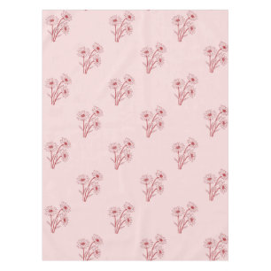 Elegant Boho Vintage Pink Floral Pattern Spring Tablecloth