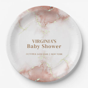 Elegant Boho Watercolor Agate Gold Baby Shower  Paper Plates